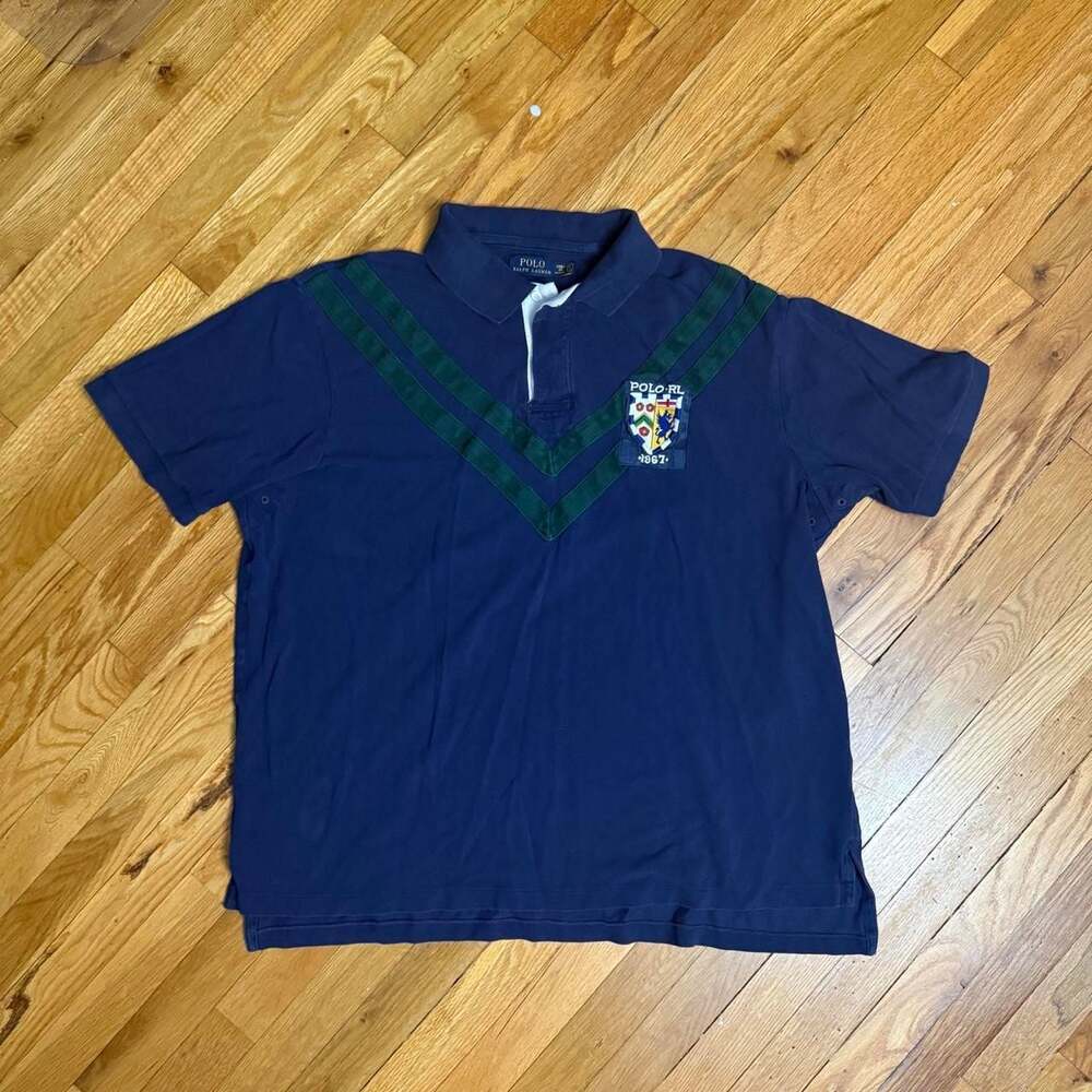 Polo Ralph Lauren Rugby Polo Shirt 2XB Navy Green 1867 Crest